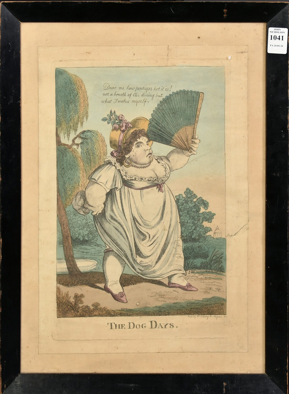 Early 19th Century, 'The Dog Days', a hand coloured caricature, plate size 13.25" x 8.25" (34 x - Image 2 of 3