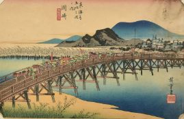 After Hiroshige, two 19th/20th Century Japanese woodblock prints, each 8.5