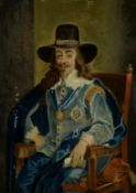 English School, Probably 18th Century, a reverse painted portrait of Charles I seated, 15