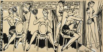 Arthur Ferrier (1890-1973), a Spotlight on Sally illustration, ink heightened in white, signed, 8