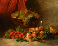 L. Hauser, late 19th Century Continental School, a pair of still life scenes of fruit, Oil on