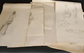 K. M. Ball, Circa 1950, a quantity of life drawings, pencil, some signed, some annotated Slade,