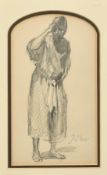 Circle of Augustus John, a study of a North African figure, pencil, bears signature, 8.25