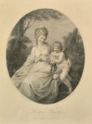 After Romney, Lady Hamilton as a Bacchante', along with six other similar prints by different hands,