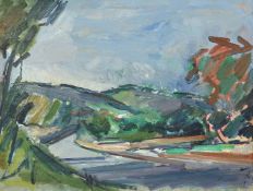 Peter Coker (1926-2004), 'Landscape Le Muy', oil on canvas, signed with initials, signed verso and