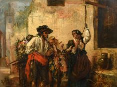 Thomas Kent Pelham (1831-1907), British, A Spanish scene with a woman using a pulley to get water