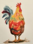 Claire Norrington (b. 1969), a study of a cockerel, watercolour, signed Claire Shirley, 14