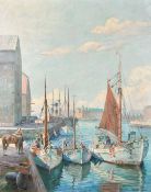 Robert Panitzsch (1879-1949) Danish, Fishing vessels at Copenhagen harbour, signed and dated '40,