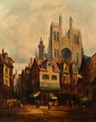 H. Schafer (Late 19th Century), a pair of oil on canvas scenes of figures in Northern Continental