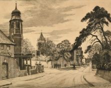 A group of five etchings and lithograph of Public Schools, each around 8