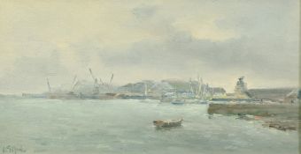John Shave, 20th Century, 'Moored by the Harbour', oil on board, signed, 4.25