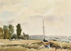Edward Wesson (1910-1983), boats in a creek, watercolour, signed, 13