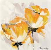 Peter Tang (20th Century), a study of yellow flowers, acrylic on canvas, signed, 31.5