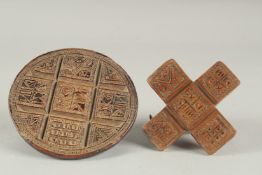 TWO 19TH CENTURY GREEK BREAD MOULDS, dated 1893.