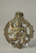 A FINE EARLY 19TH CENTURY SOUTH INDIAN BRONZE LARGE HANUMAN PENDANT, 18cm x 14cm.