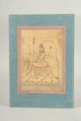 A FINE INDIAN MINIATURE PAINTING depicting Shiva on Nandi, 28cm x 19cm.