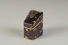 A MINIATURE TORTOISESHELL KNIFE BOX. 2ins.