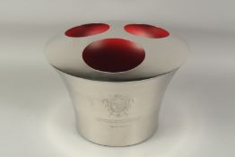 A THREE BOTTLE CHAMPAGNE WINE COOLER. 14ins diameter.