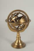 A BRASS SUNDIAL on a stand.