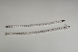 TWO .925 SILVER DIAMONIQUE LINE BRACELETS. 1608.