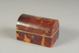 A MINIATURE TORTOISESHELL DOMED CADDY. 2.75ins .