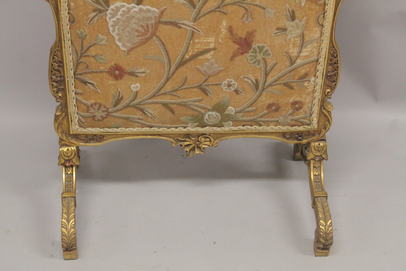 A FRENCH CARVED AND GILDED FIRE SCREEN with needlework panel. 3ft 6ins high, 2ft wide. - Image 3 of 4