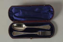 A VICTORIAN SILVER FORK AND SPOON. Sheffield 1849, maker: Richard Martin & Ebenezer Hall.