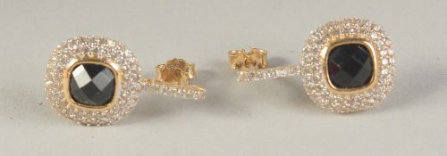 ZOUGHAIB & SONS. A GOOD PAIR OF SAPPHIRE AND DIAMOND EARRINGS. Boxed.