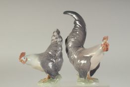 A PAIR OF COPENHAGEN PORCELAIN COCKERALS. No. 1024 & 1025 5.5ins & 7.5ins high.