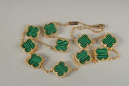 A SILVER GILT MALACHITE NECKLACE.