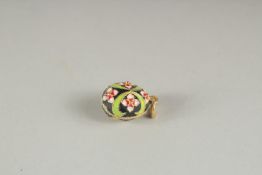 A RUSSIAN SILVER AND ENAMEL EGG PENDANT.