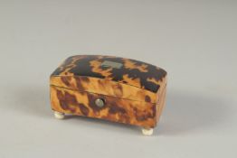 A MINIATURE TORTOISESHELL DOMED CADDY. 2.5ins
