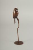 A BRONZE BIRD in a tree. 6.5ins high.