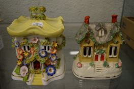Two large Staffordshire Pastille Burner cottages.