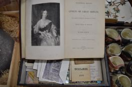 The Queens of England, gilt decorated book together with a quantity of ephemera.