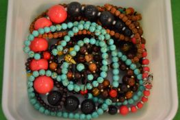 Decorative bead necklaces.