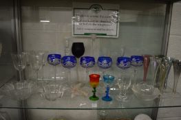 A cut glass hock glasses, hock glasses and other glassware.