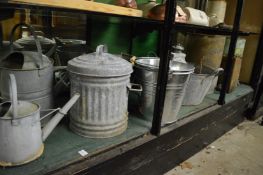 Galvonized watering cans, buckets etc.