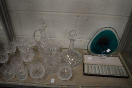 Part suite of cut glass ware, decorative dish etc.