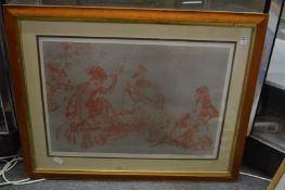 William Russell Flint, seated female semi nude, sepia tone print, pencil signed together with a