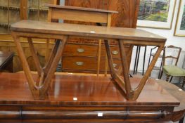 A stylish hardwood coffee table.