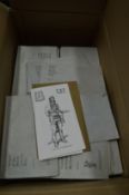 A box of soldiers of the British Colonial wars and collectors cards.