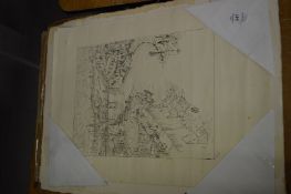 A limited edition cartoon style print depicting a harbour scene, unframed.