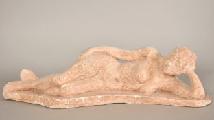 Sally Hersh (1936-2010), resting nude, circa 1974, plaster, 19.5
