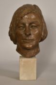 Sally Hersh (1936-2010), Jackie, a portrait bust, bronze resin, 16