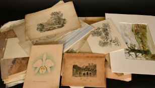 A large collection of unframed watercolours (q).