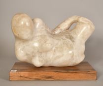 Sally Hersh (1936-2010), pregnant woman, alabaster, 10.5