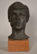 Sally Hersh (1936-2010), a head study of a young man, resin, 14