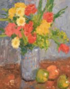 Kanwaldeep Singh Kang 'Nicks', (1964-2007), a still life of colourful mixed flowers and fruit, oil
