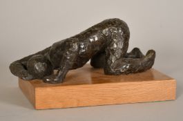 Sally Hersh (1936-2010), girl kneeling forward, circa 1973, bronze resin, 5